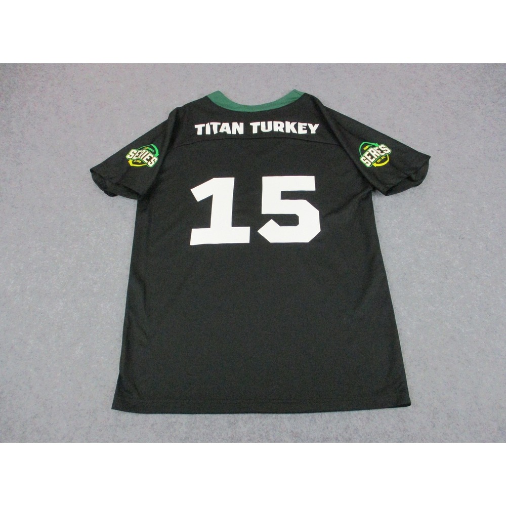 Subway Jersey Mens Medium Black Titan Turkey Employee Uniform V Neck Shirt